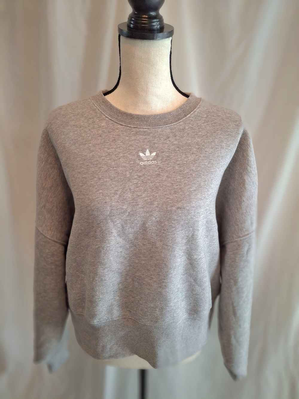 adidas Heather Gray Crewneck Sweatshirt with Trefoil